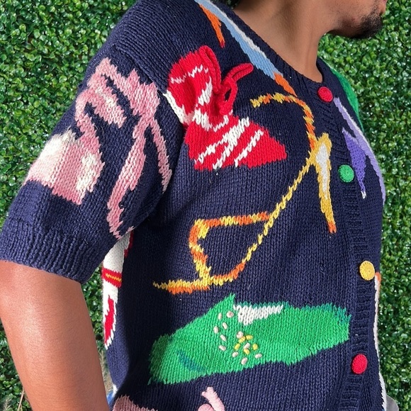 VINTAGE The Eagles Eye Classics 1991 Navy Shirtsleeve knit cardigan large - Picture 5 of 11